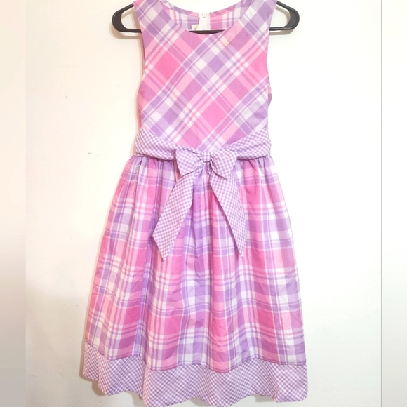 Ashley Ann Other - Ashley ANN Party DRESS Pink PURPLE White Plaid MIDI UNDERSLIP Girls Size 16